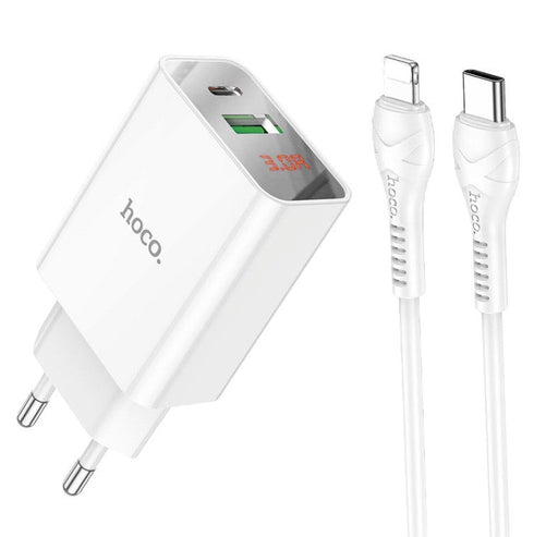 Wall charger “C100A” PD20W + QC3.0 EU set with cable - Type C to iPhone