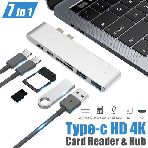 Woo TYPE-C hub 7 in 1 to HDMI 2*USB3.0 SD/TF PD - WooTech Online Shopping In SA
